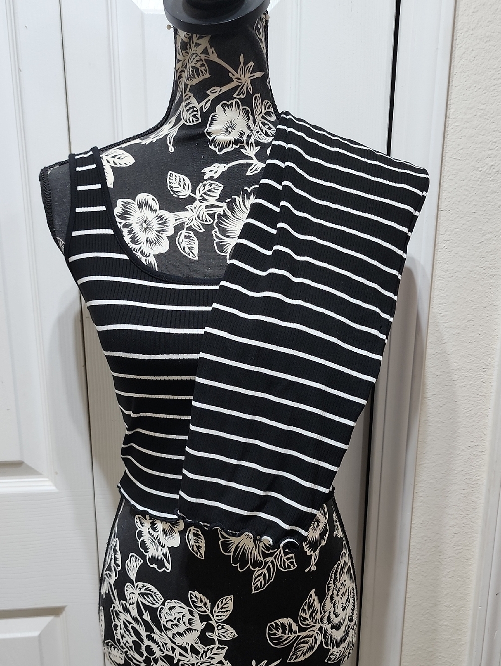 Black & White Striped Tank Top And Matching Skirt M